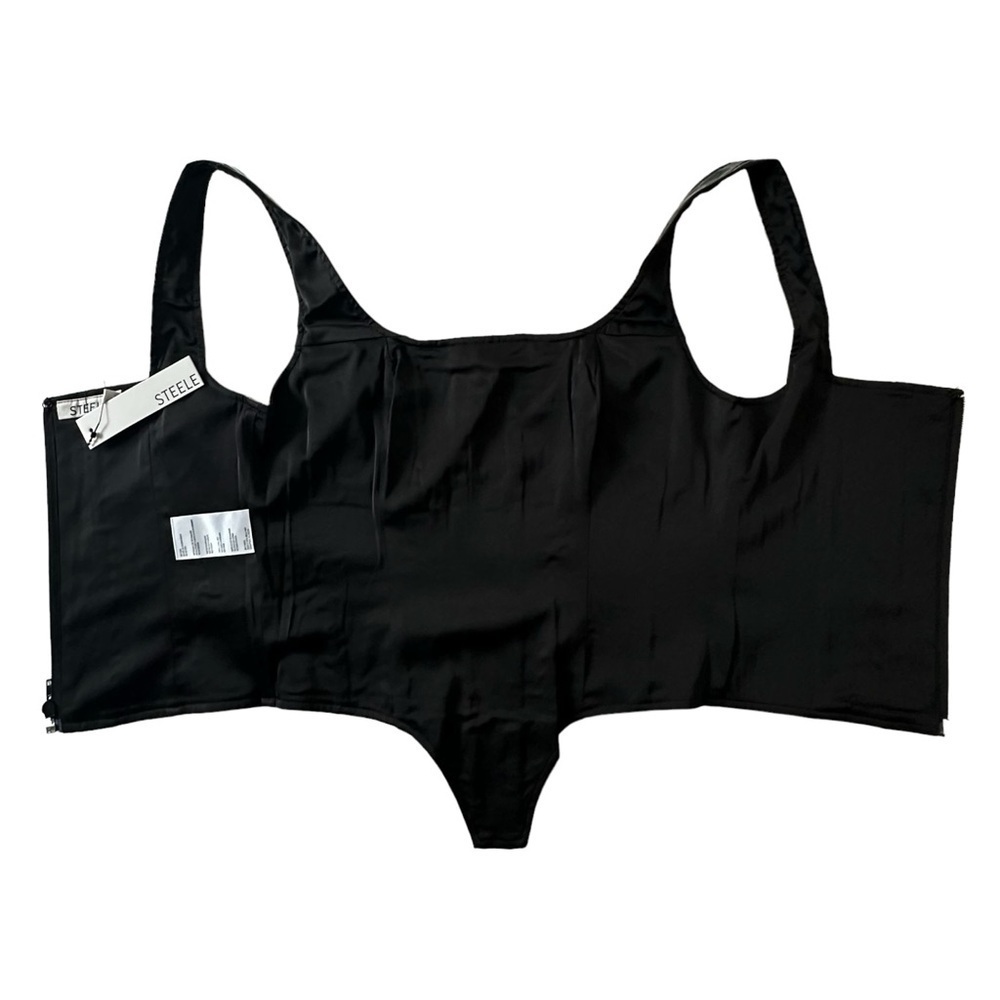 STEELE Black PU Shiny Latex Corset Top Size Small with Zipper NWT - Picture 3 of 7